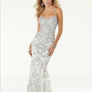 Crystal and Lace Fitted Prom Dress